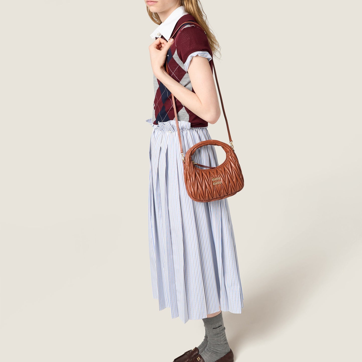 Wander nap leather hobo bag Rust - حقيبة هوبو بني فاتح Wander جلد