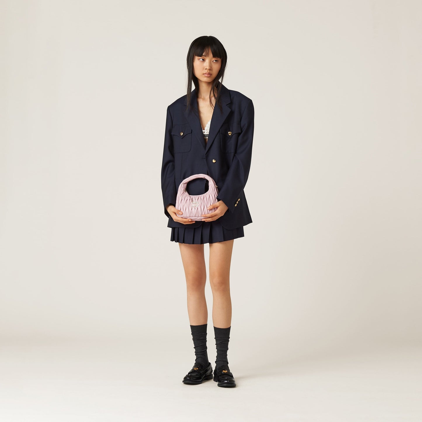 Wander nap leather hobo Alabaster Pink - حقيبة وردي مرمري Wander جلد