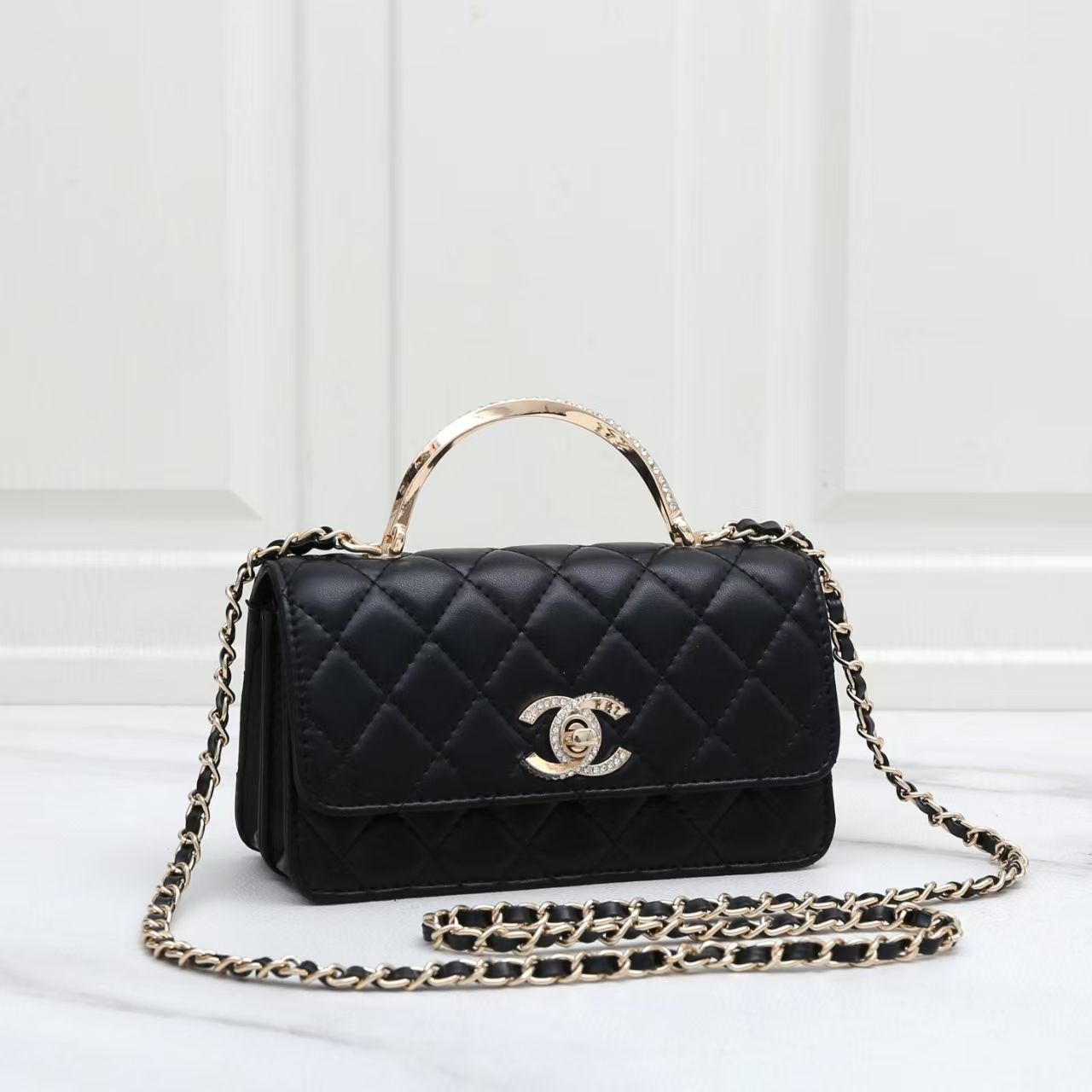 Chanel  Chanel White Lambskin Leather CC Trendy Top Handle Bag