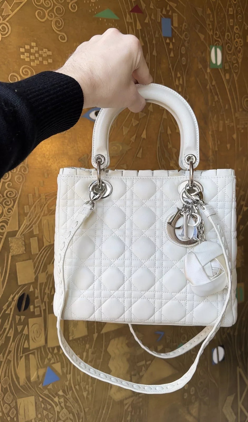 Lady Dior Medium Lambskin Cannage Ruffle Trim